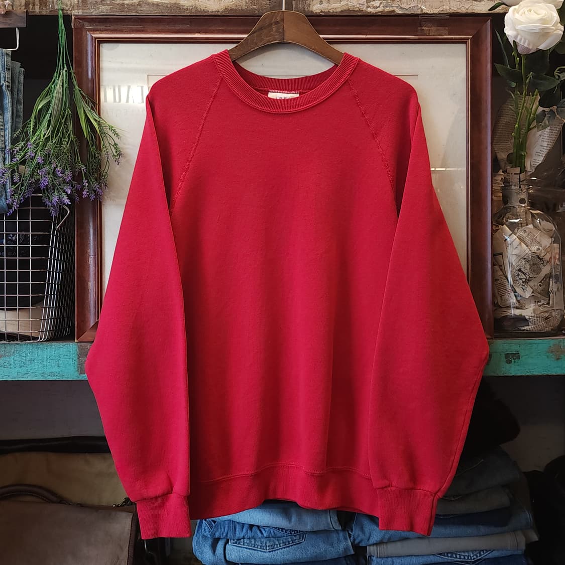 90s RIDERS 빈티지 스웻셔츠 플레인 스웻셔츠 레드 xl 상품이미지1