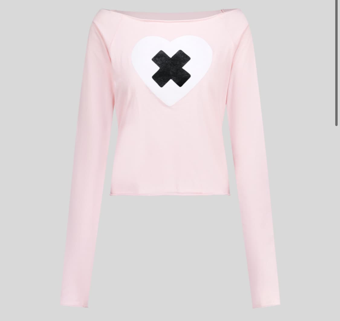 샵페어리 크로스 하트 컷오프 티셔츠 라이트 핑크 상품이미지1