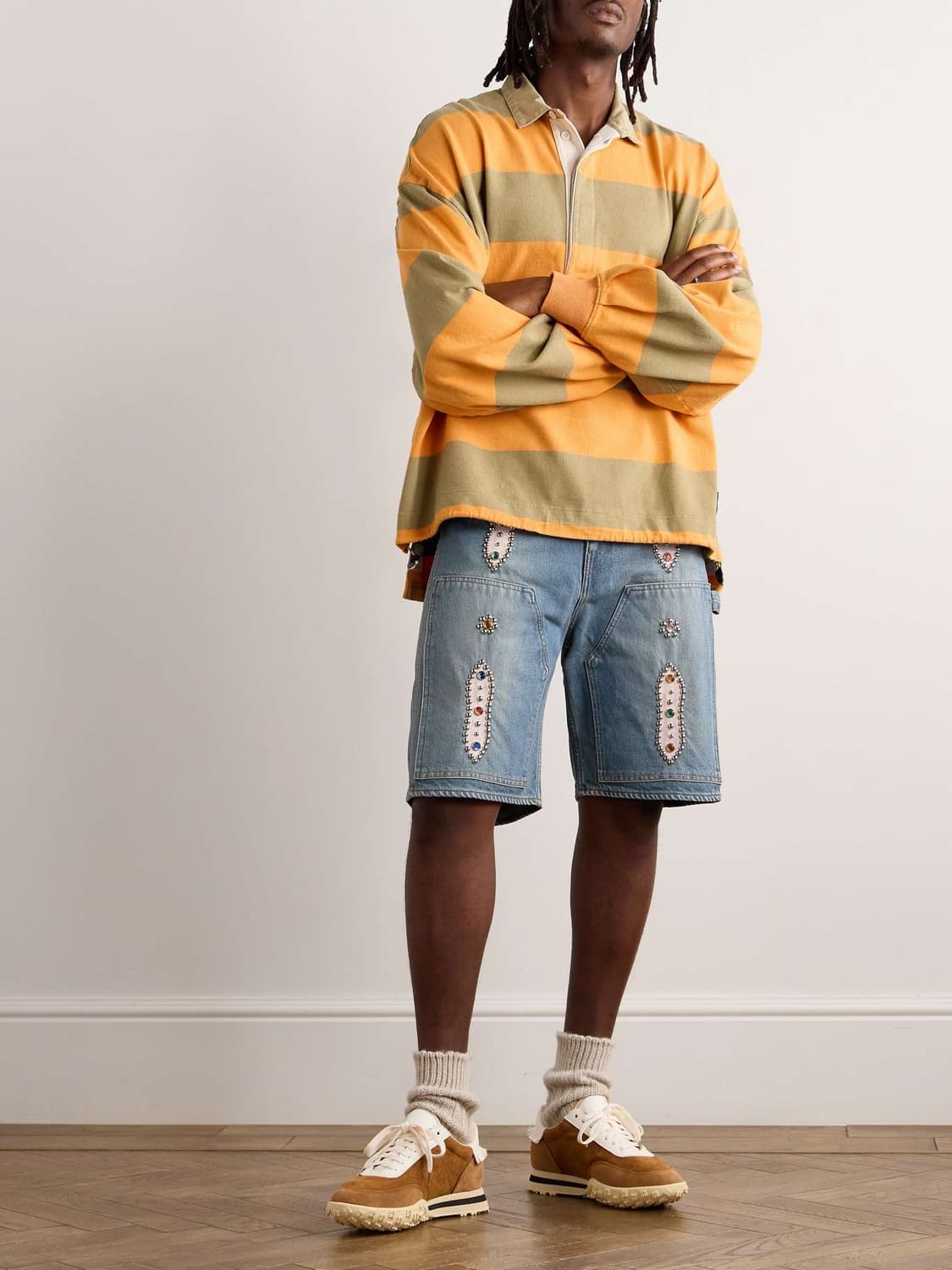 [34,36,38]캐피탈 25fw 스터드 리메이크 데님 팬츠 상품이미지2