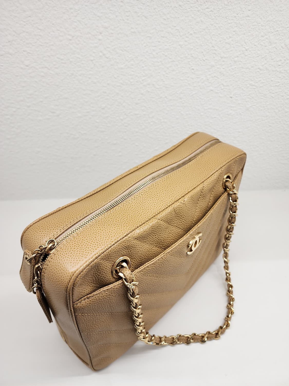 샤넬 빈티지 쉐브론 캐비어 체인 숄더백 베이지 #6 상품이미지5