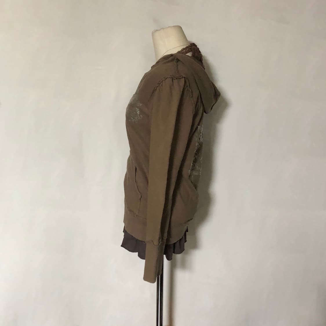 나비 프린팅 후드 집업 브라운 상품이미지7