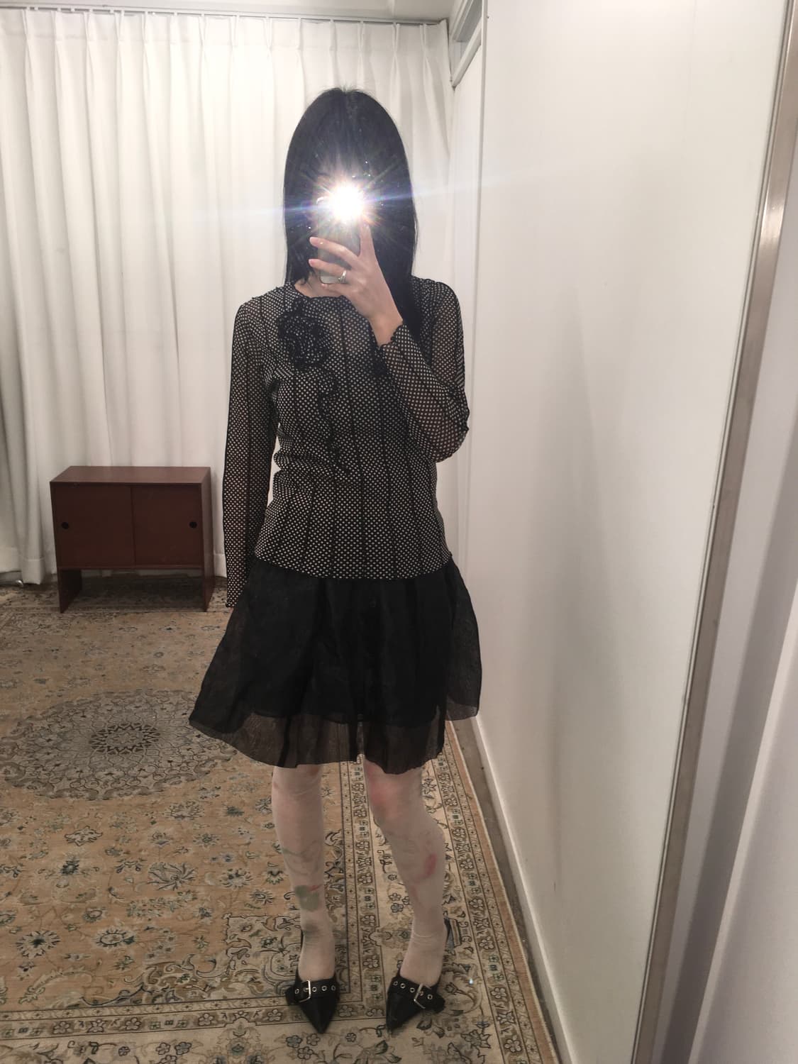 도트 시스루 슬리브 상품이미지4