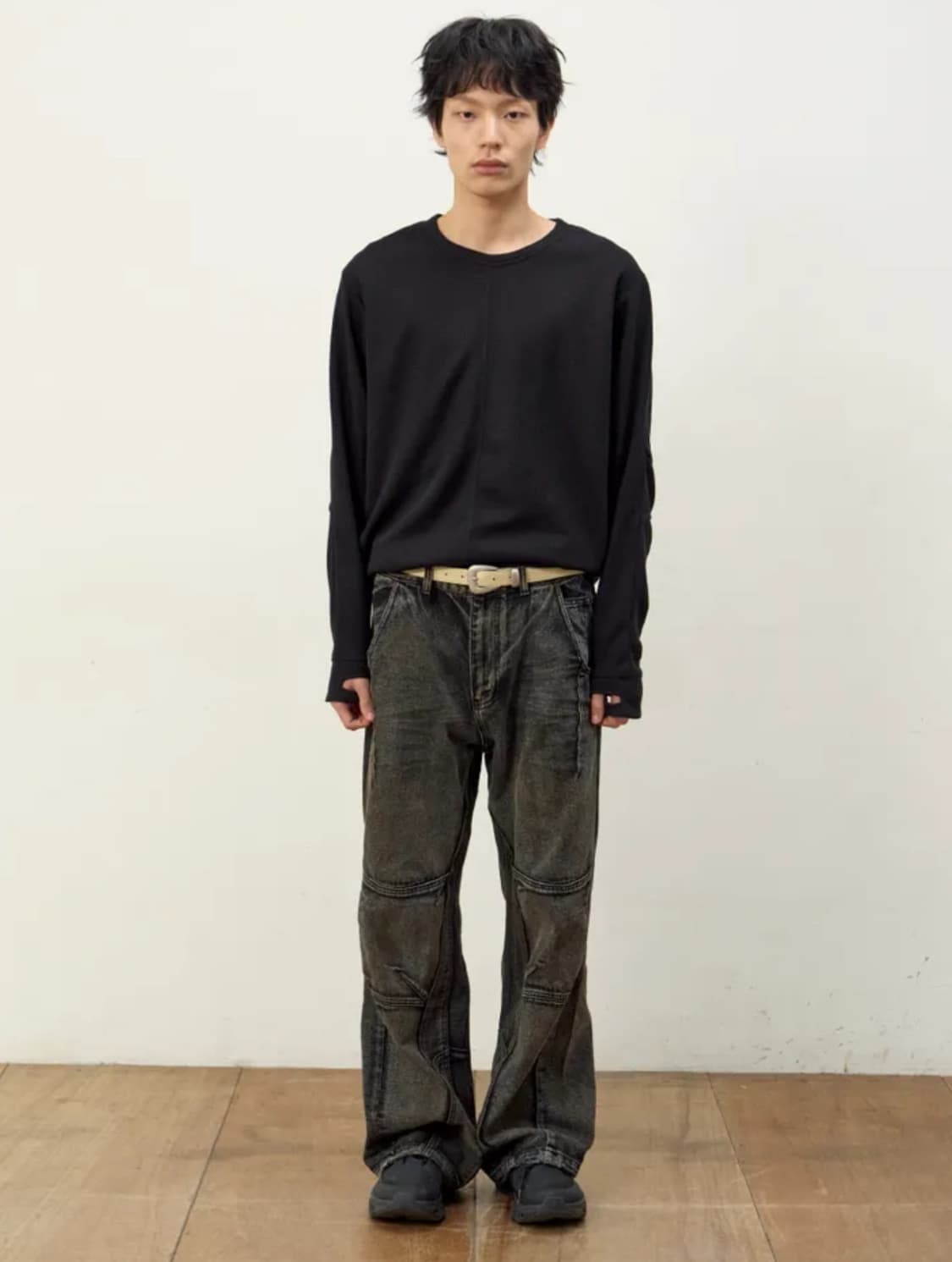 CURVED PANEL DENIM PANTS (GRAY) 상품이미지1