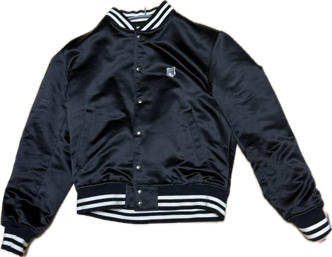 (L) 메종키츠네 블랙 새틴 테디 자켓 상품이미지1