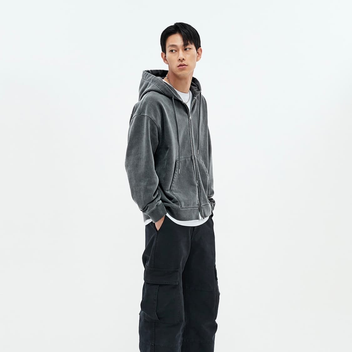 소버먼트 980G 피그먼트 컷 후디 집업 상품이미지4