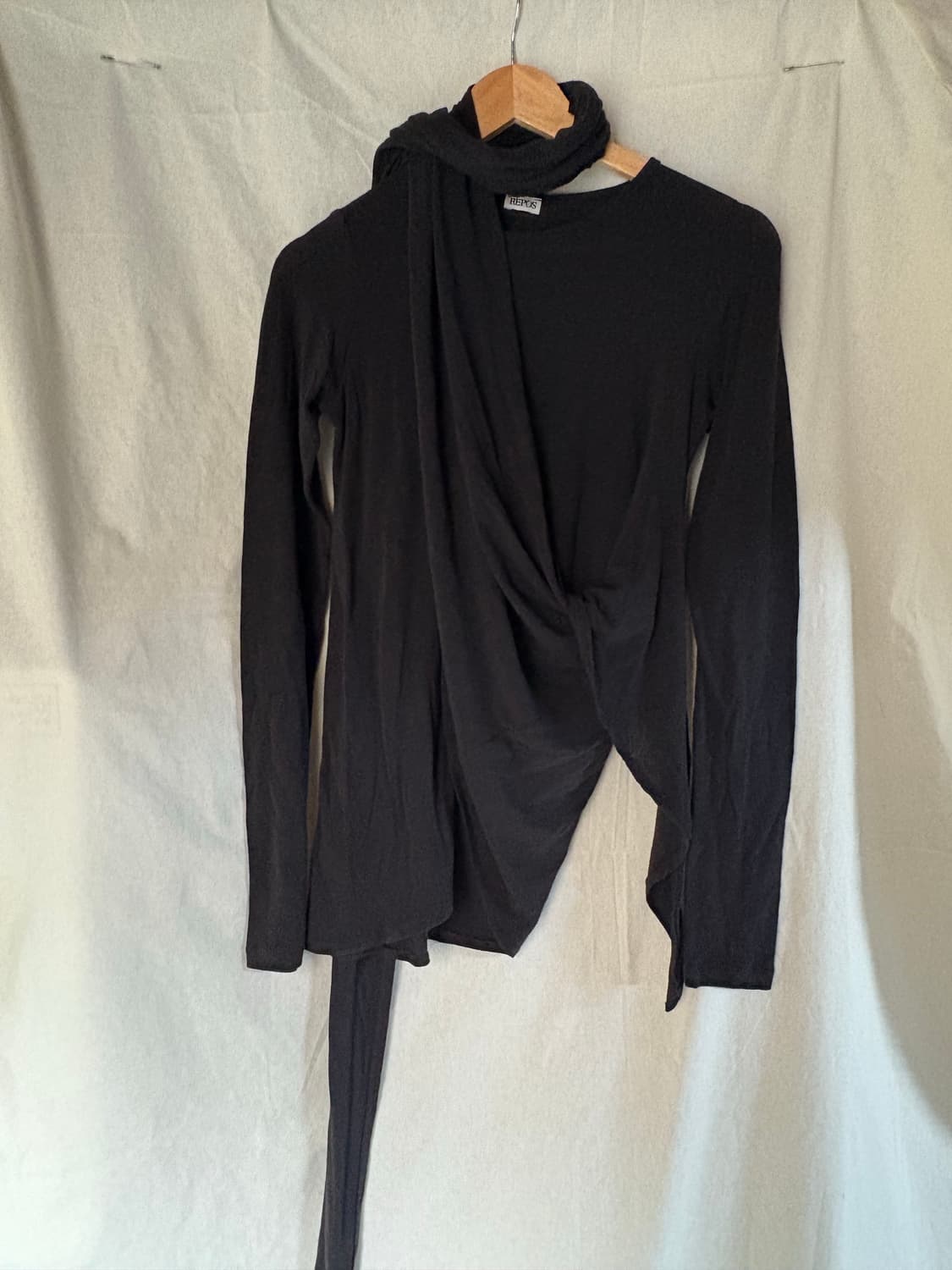 리포스 repos Wrap Jersey T-shirts (Black) 상품이미지9