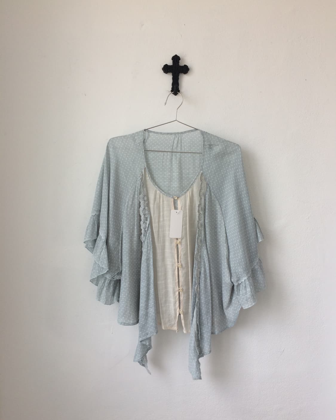 Dot pattern frill layered cardigan 상품이미지2