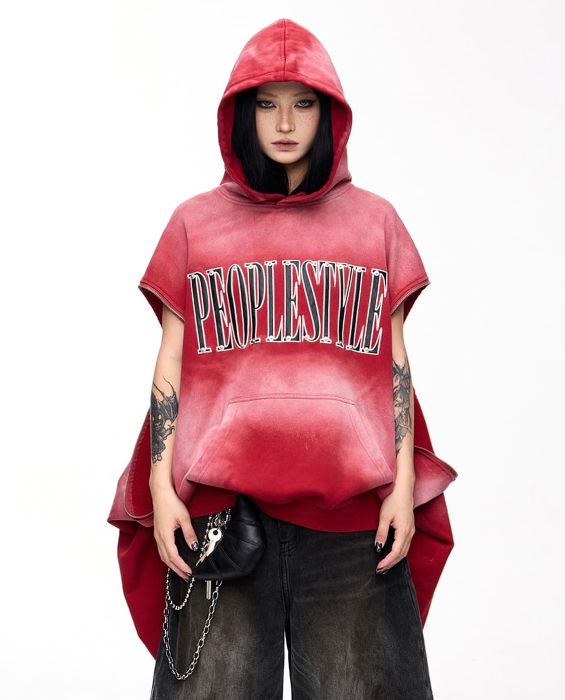 PEOPLESTYLE 레드 지퍼 디테일 후드 L 상품이미지3