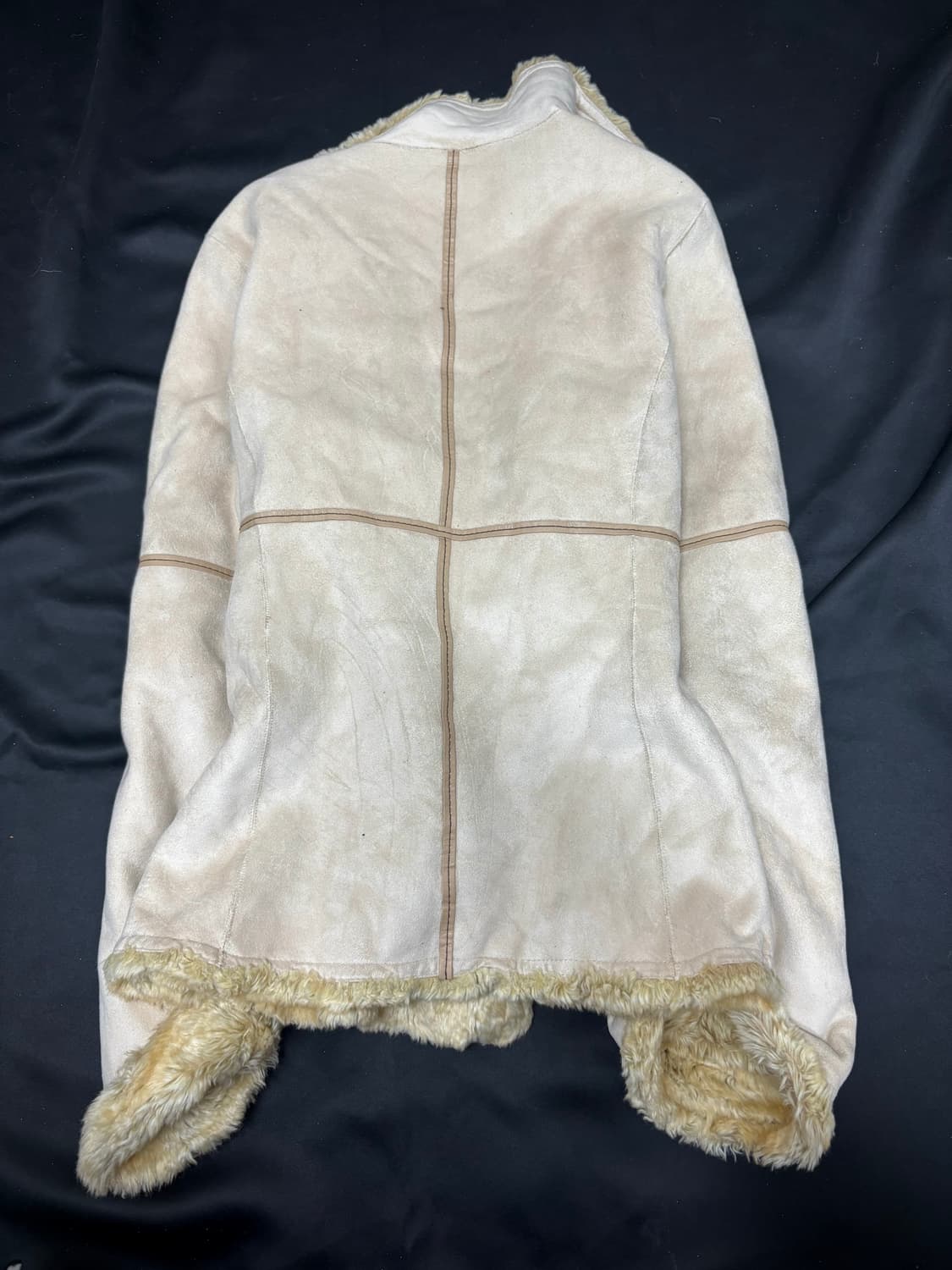 Beige Fur Trimming Ivory Simple Jacket 상품이미지7