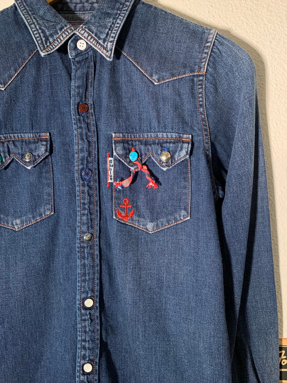 블루블루 터키석 콘초 버튼 자수 청자켓 상품이미지3