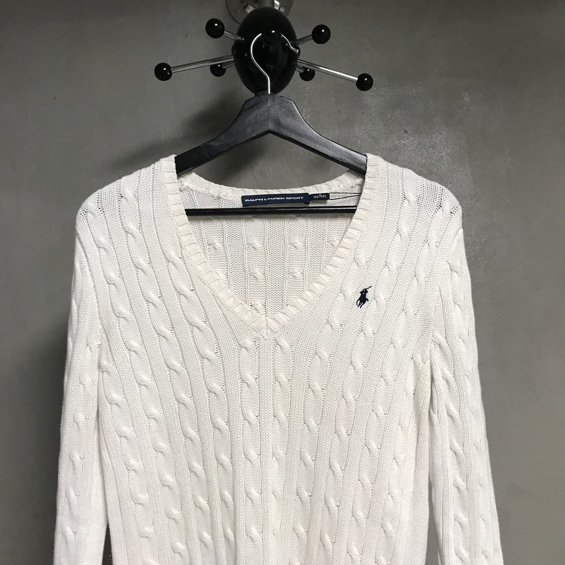 폴로 랄프로렌 브이넥 케이블 니트 화이트 S(W)  상품이미지2