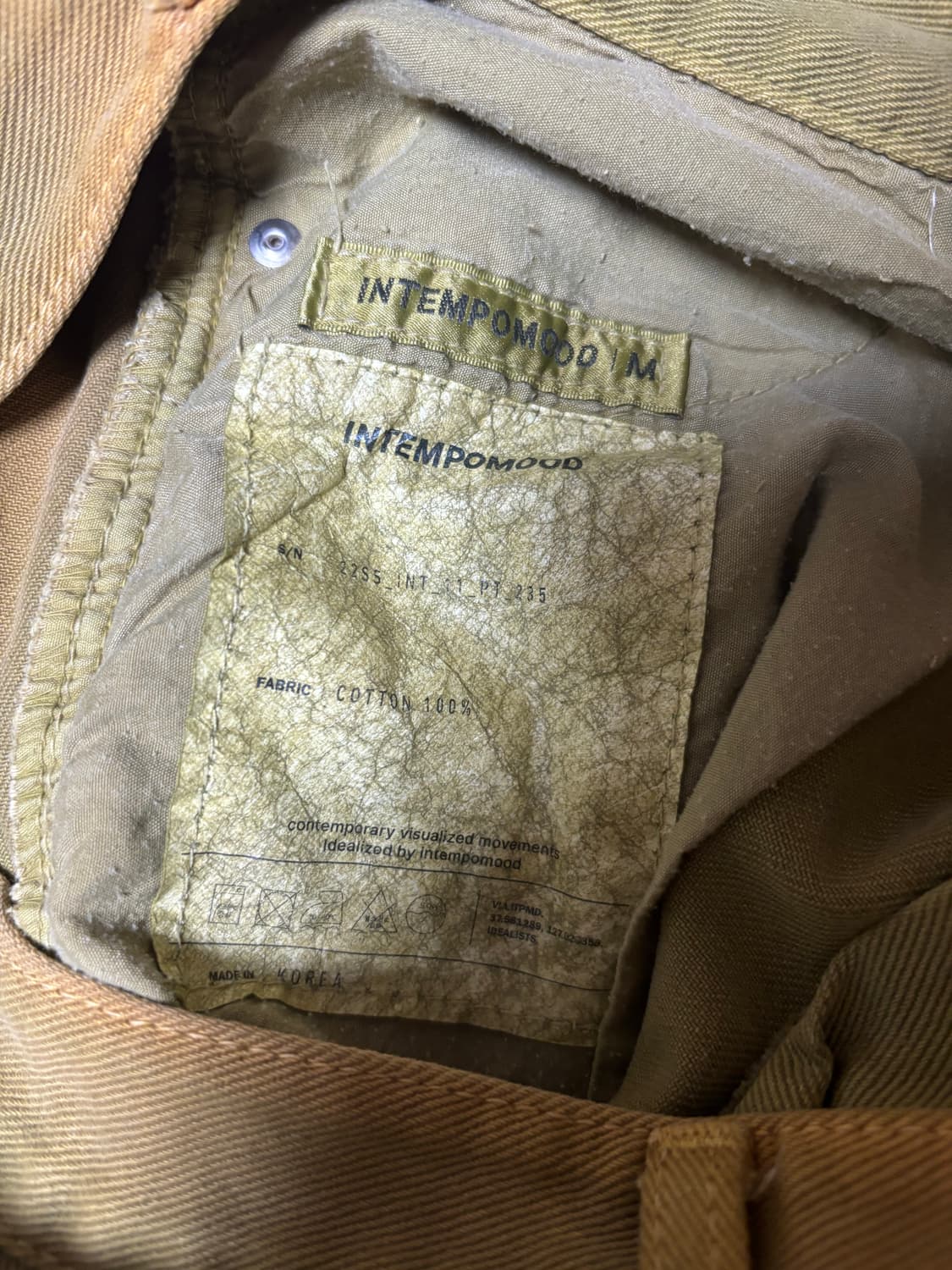 INTEMPOMOOD 올리브 워싱 코튼 팬츠 상품이미지3