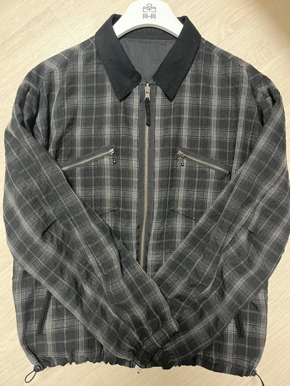 [2] 폴리테루 리버시블 블루종 라미체크 블랙 상품이미지1