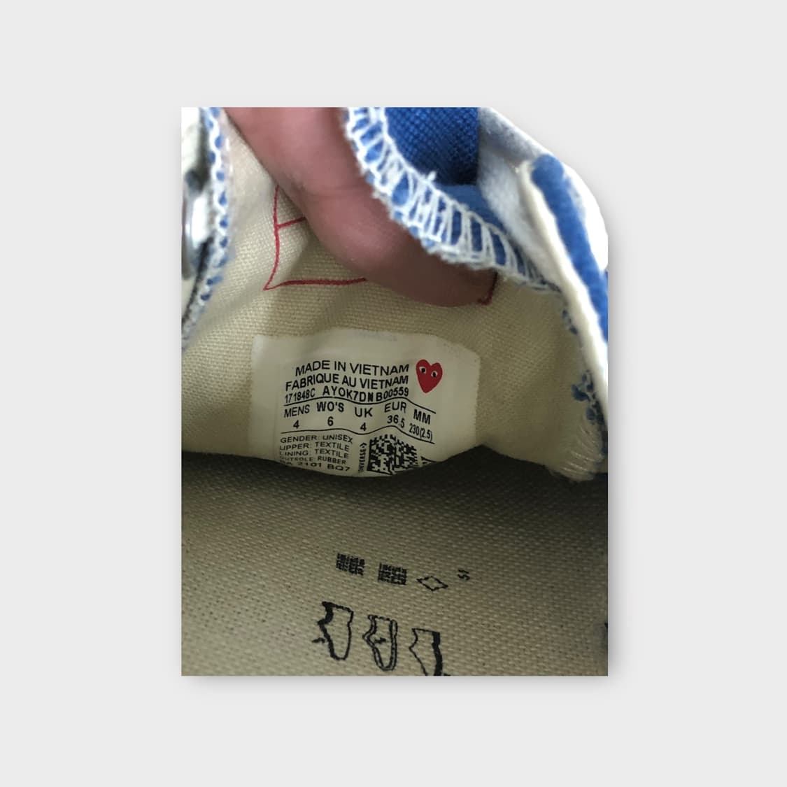 컨버스 X 꼼데가르송 척 70 로우 블루 230(ss-3878) 상품이미지10