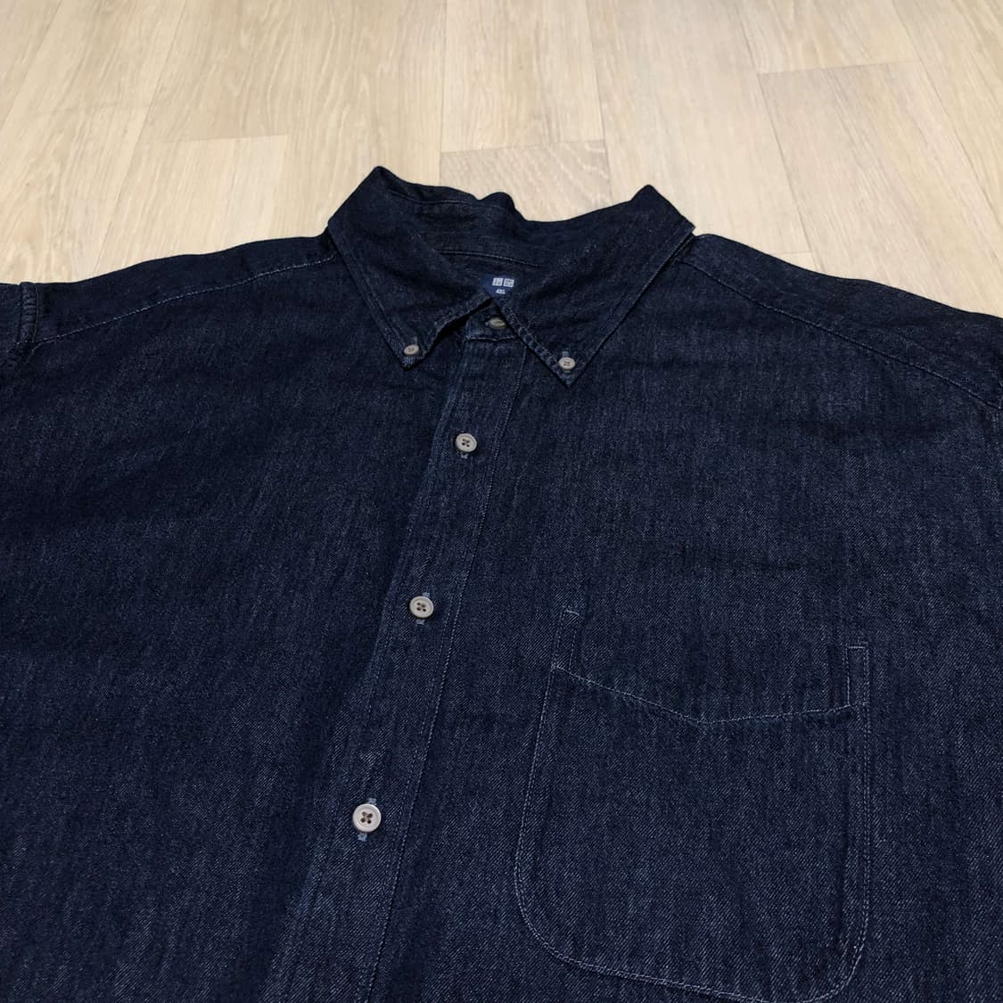 (4XL) 유니클로 UNIQLO 원워시드 데님 셔츠 유니클로 데님 셔츠 상품이미지6