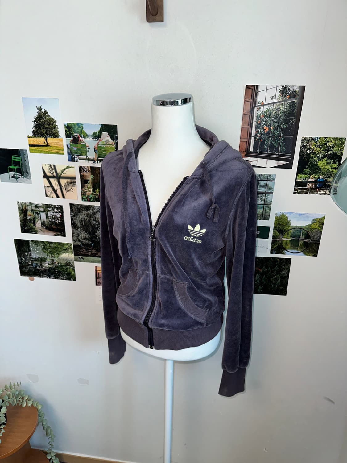 Adidas purple velvet 후드집업 상품이미지5