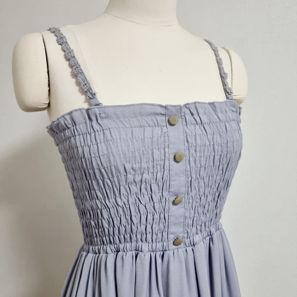 엑시즈팜 어깨끈 탈착 스모킹 롱원피스 (원사이즈) 택있는 새상품 상품이미지2