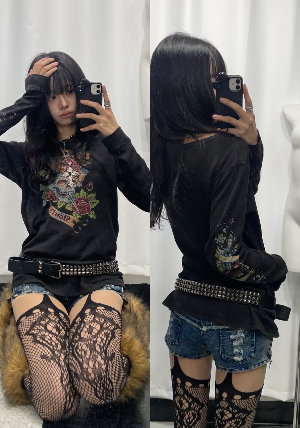 🎸블랙 스컬 프린팅 롱슬리브🎸 상품이미지1