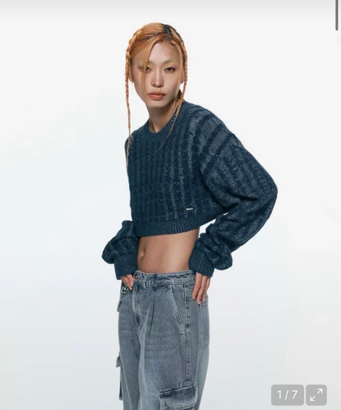 인사일런스 소프트 케이블 크롭 니트 상품이미지1