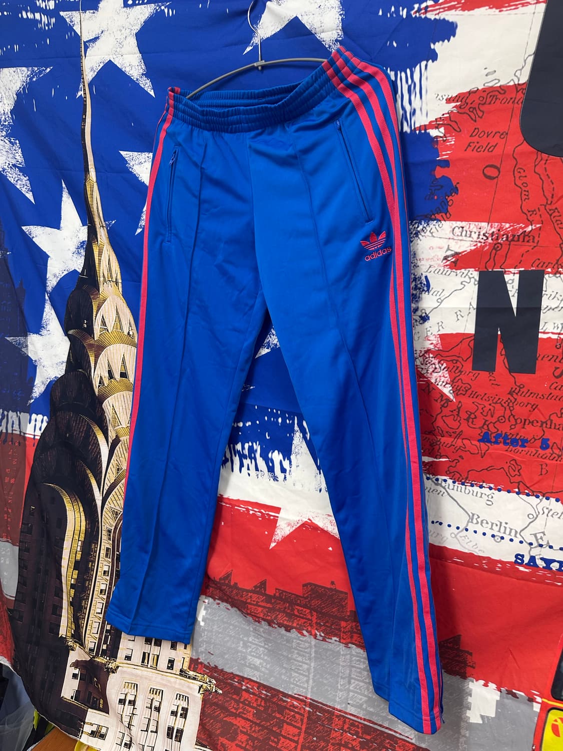아디다스 블루 핑크라인 불꽃 트레이닝팬츠 Xs85 상품이미지2
