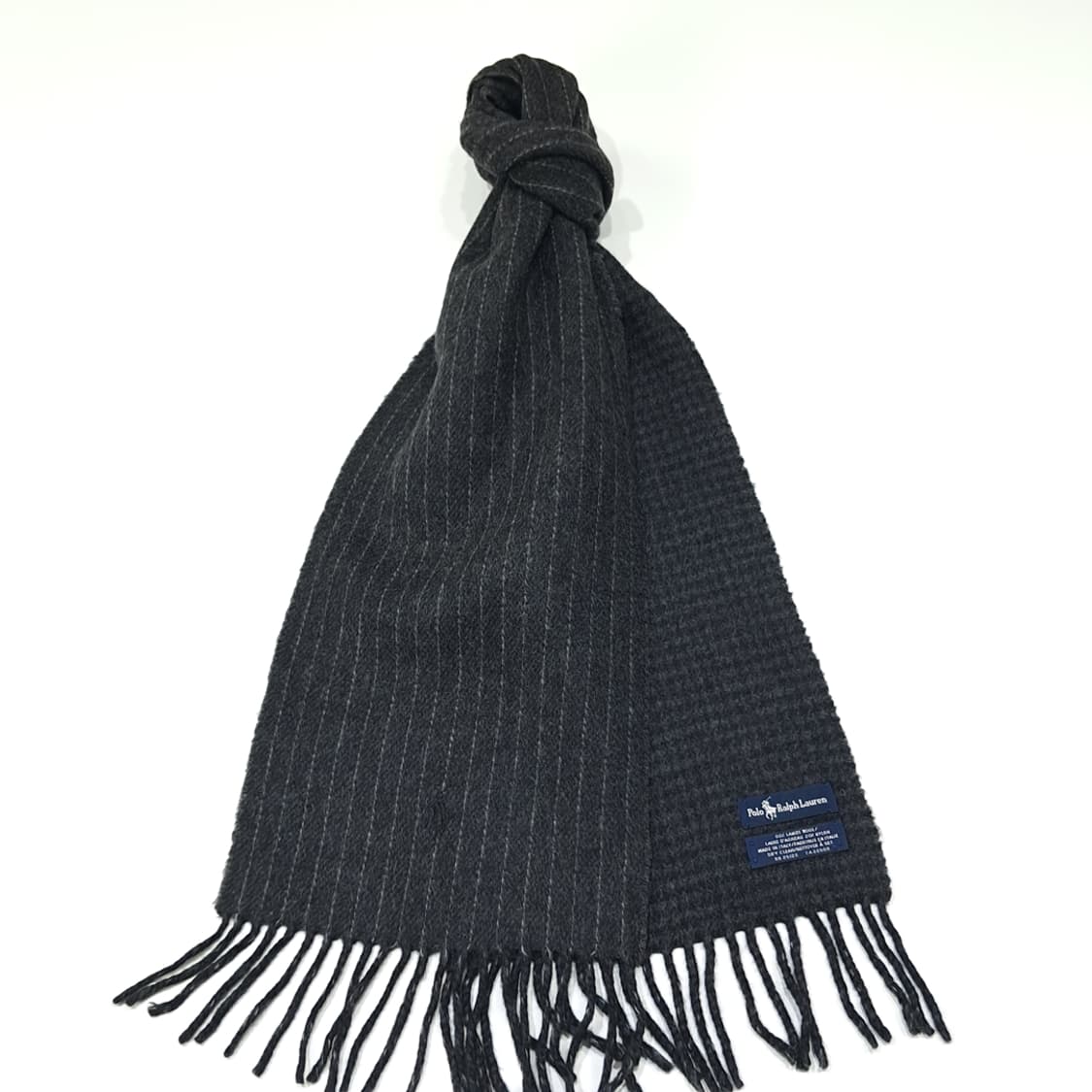 MX548 폴로 90s 이태리판 램스울 핀스트라이프 차콜 머플러 목도리 상품이미지2