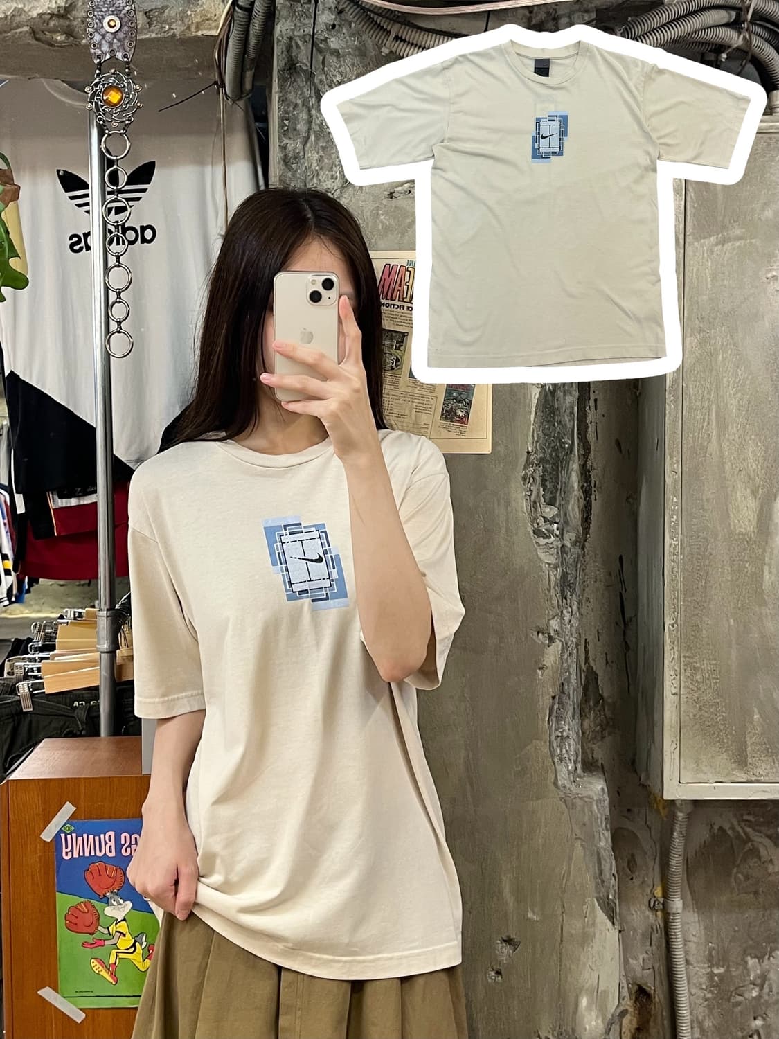 나이키 반팔티 베이지 S #csz548 상품이미지1