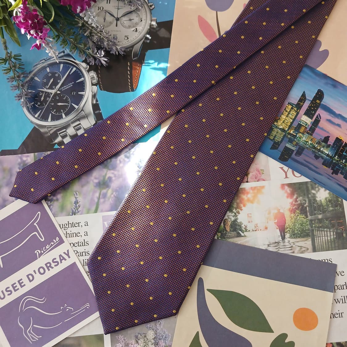 아쿠아스큐텀 실크 도트 자카드 넥타이 9.6cm A+등급 A19104
 상품이미지3