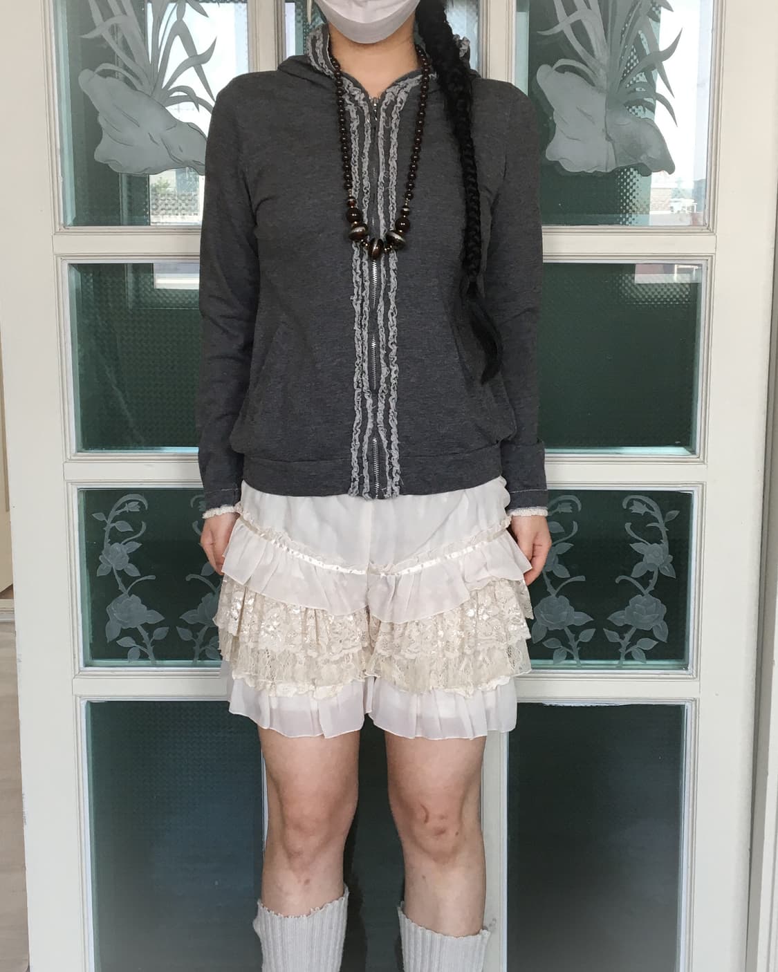 frill trimming hood zip up 상품이미지6