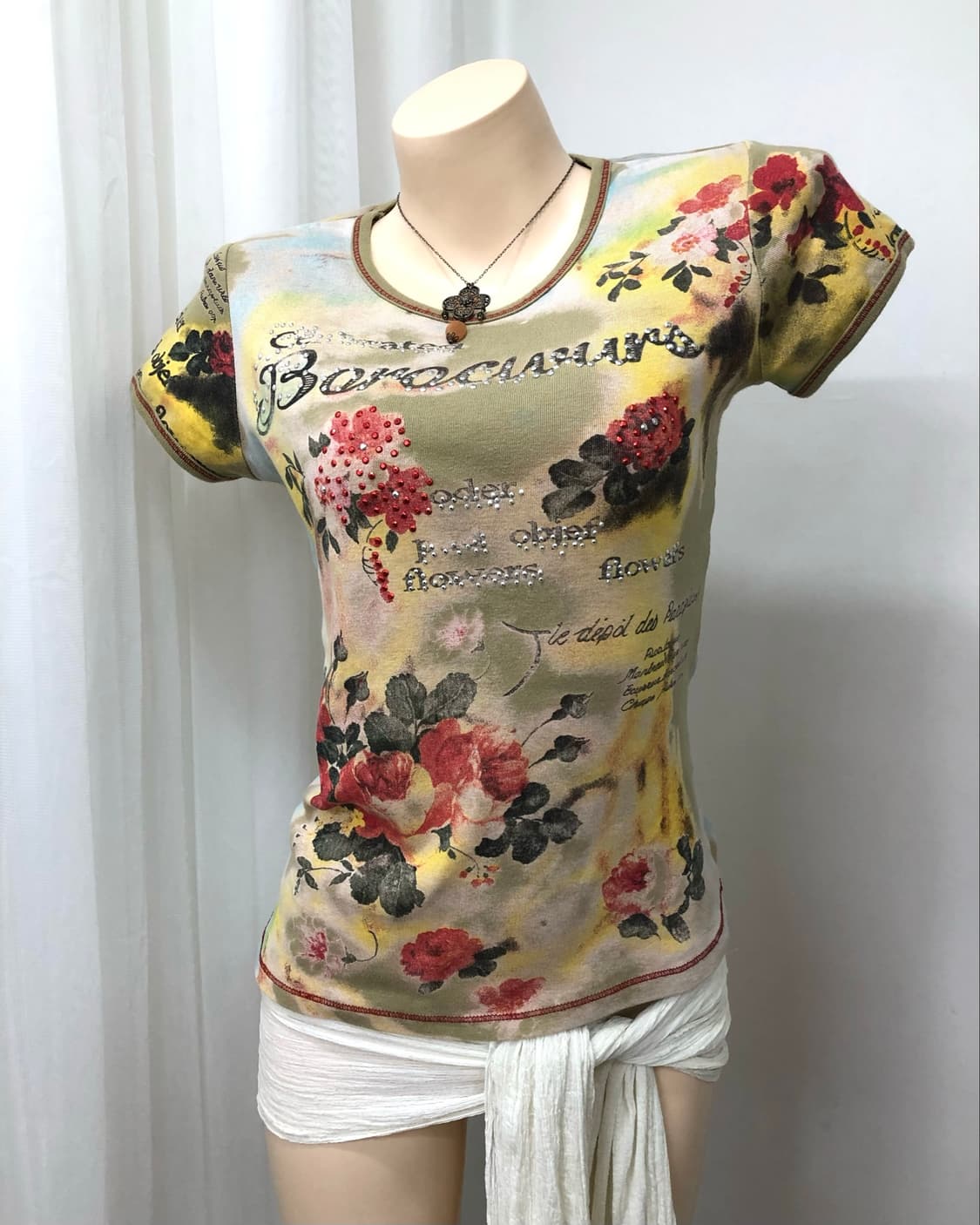 antique floral print cubic lettering tee 상품이미지4