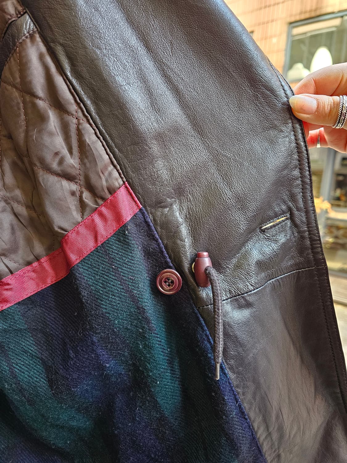 Japan 딥브라운 벨티드 램스킨 자켓 상품이미지8