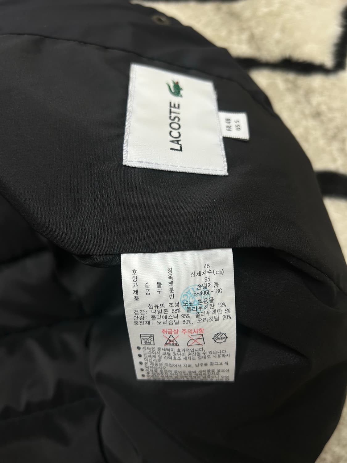 [M]라코스테 경량 덕다운 베스트/블랙/버튼까짐 상품이미지6