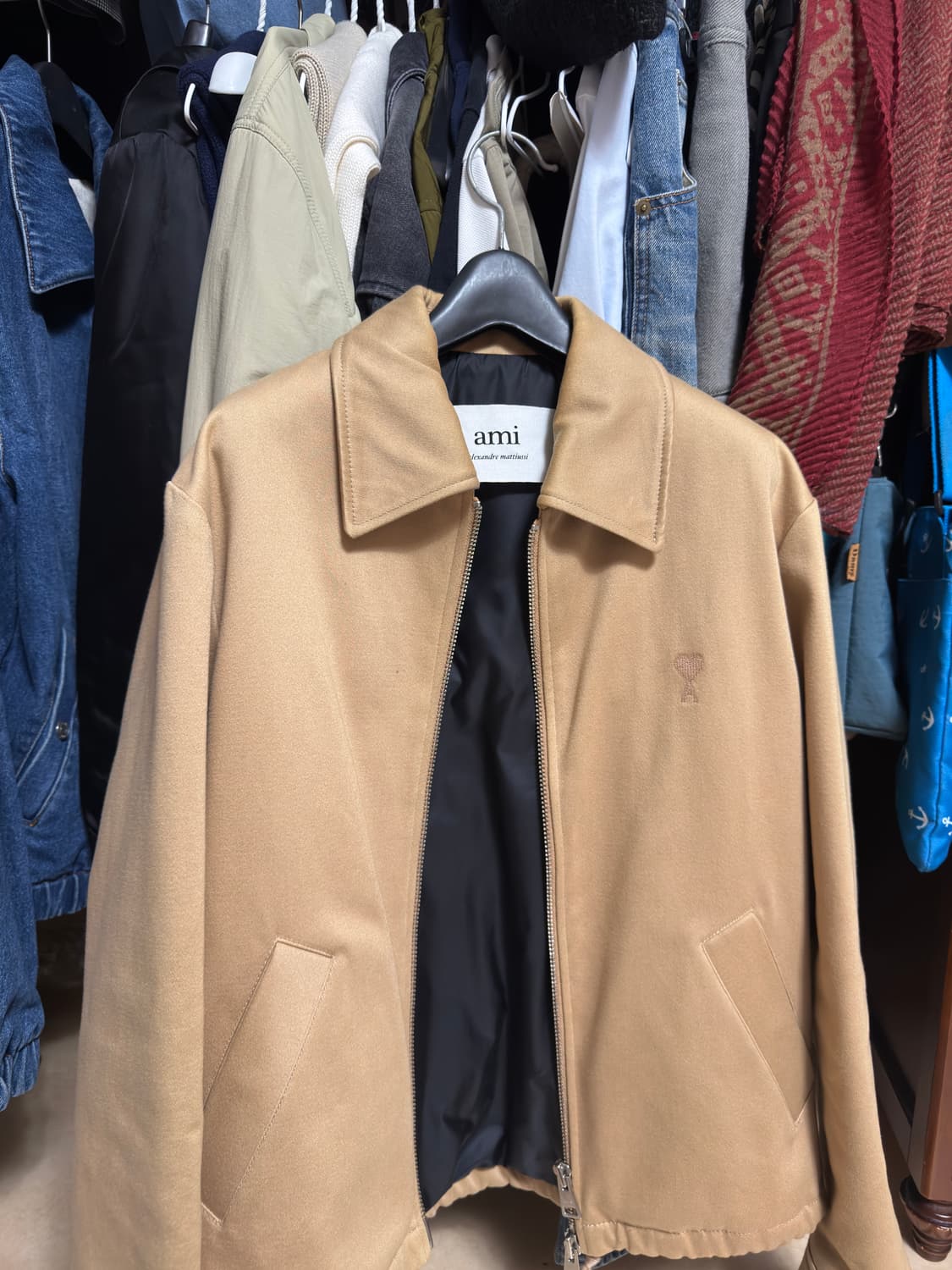 [정품] 아미 하트로고 스웨이드 가죽 자켓 상품이미지1