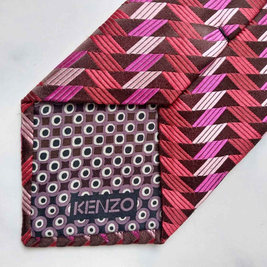 겐조 실크 핑크 기하 패턴 넥타이 9.3cm A+~A등급 K2520
 상품이미지8