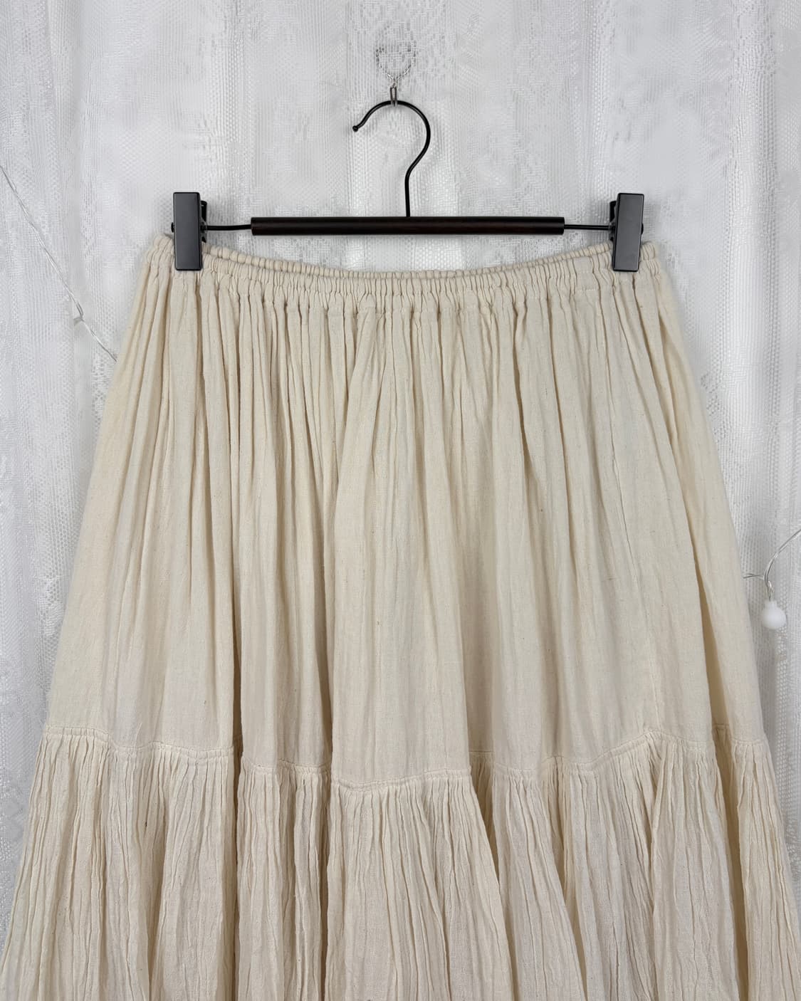 Cream Cotton Tiered Midi Skirt 상품이미지2