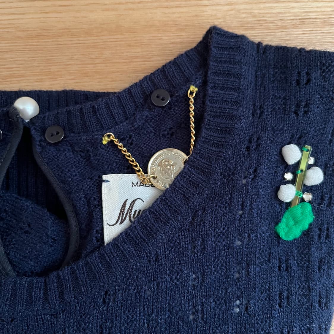 MUVEIL 뮤베르 뮤베일 은방울꽃 반팔 니트 블라우스 상품이미지5