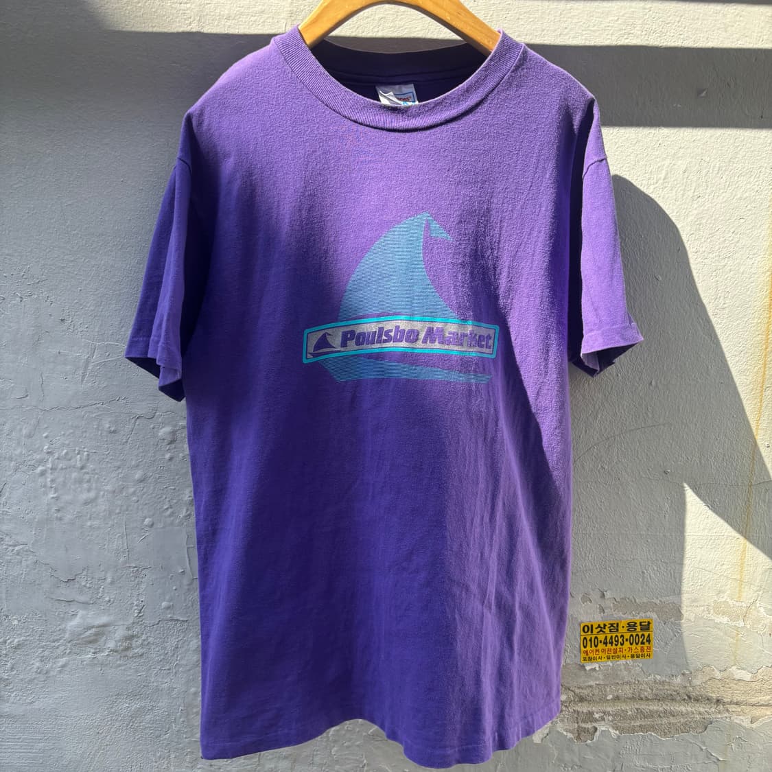  (M) 90s 오리지널 헤인즈 싱글스티치 빈티지 퍼플 티셔츠 상품이미지2