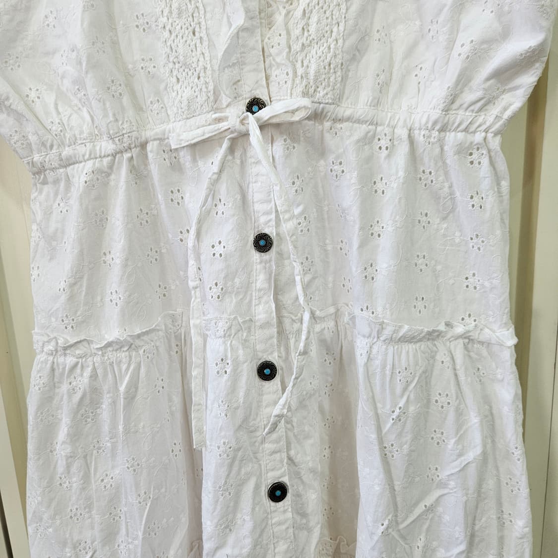 화이트 펀칭 코튼 레이스 원피스 상품이미지6