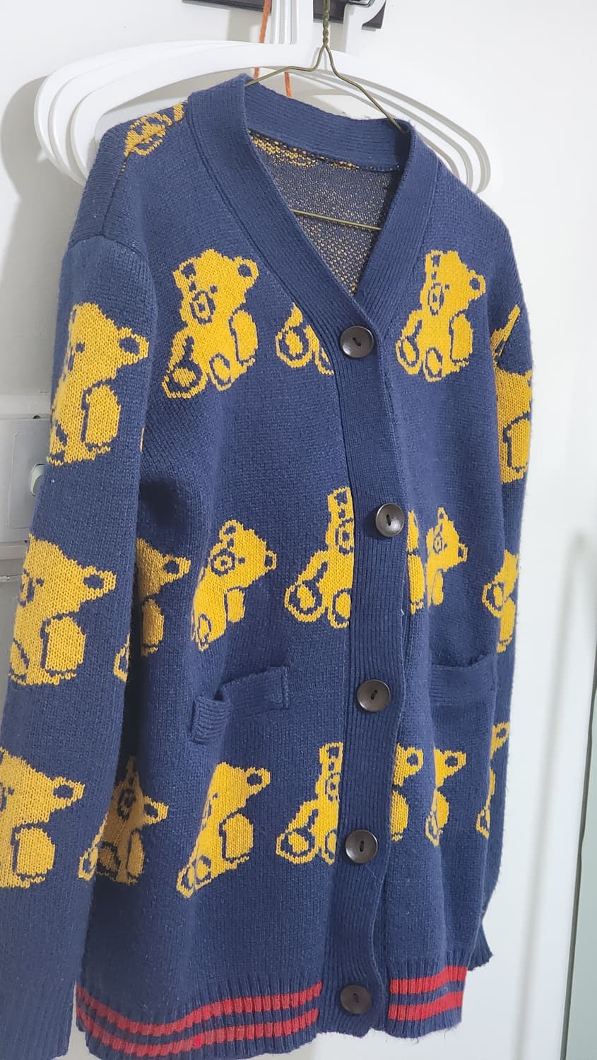 구찌 스타일 곰돌이 패턴 가디건 상품이미지2