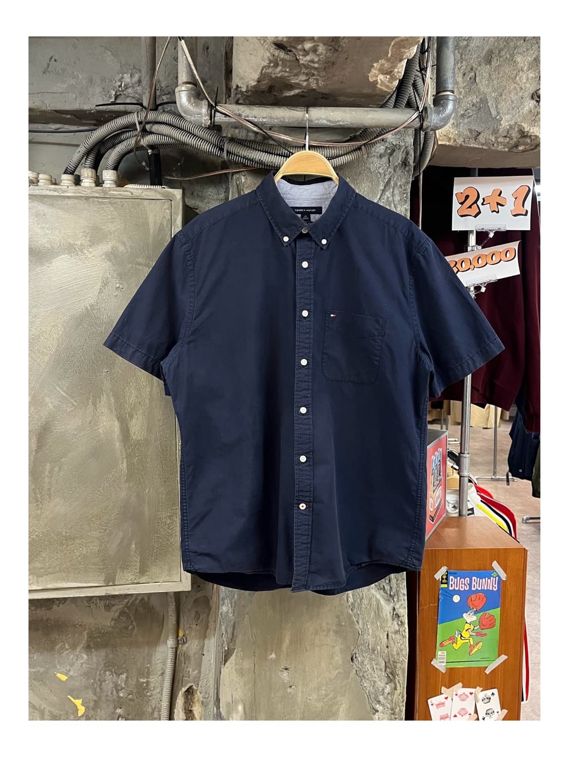 타미힐피거 포켓 반팔 셔츠 네이비 L #csz3575 상품이미지1