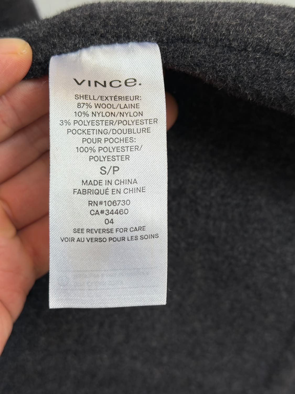 Vince 노카라 울 블렌드 롱라인 코트 S 상품이미지4