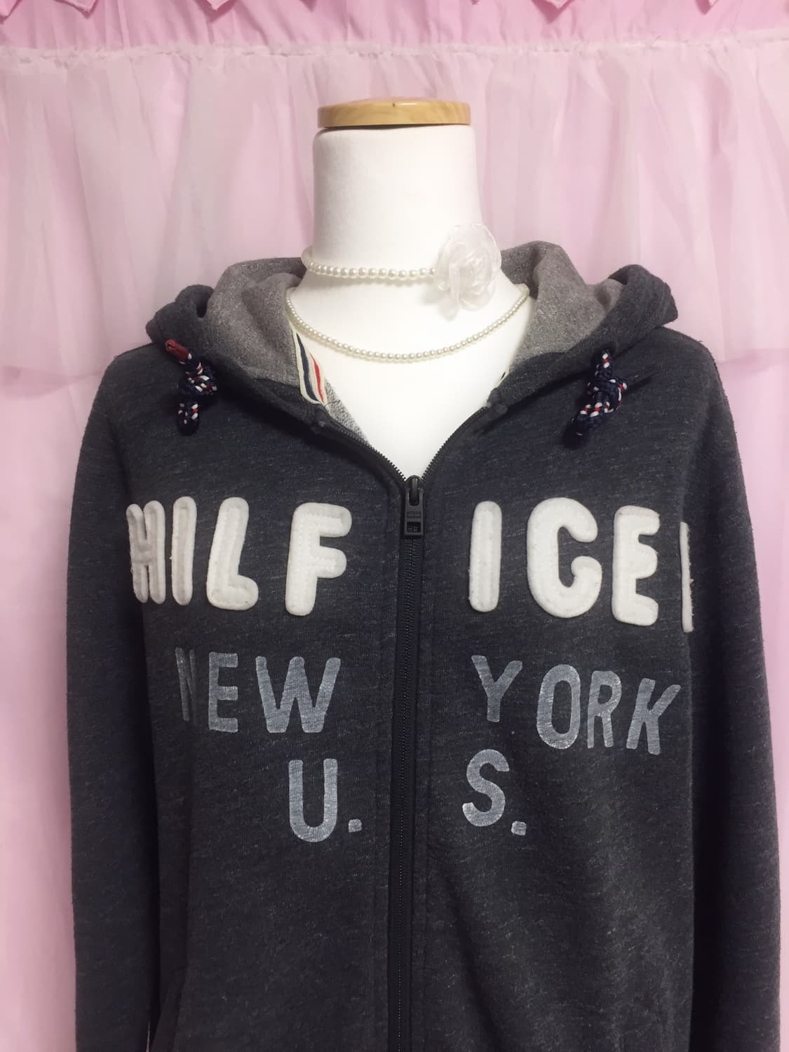빈티지 타미힐피거 차콜 후드집업 상품이미지2