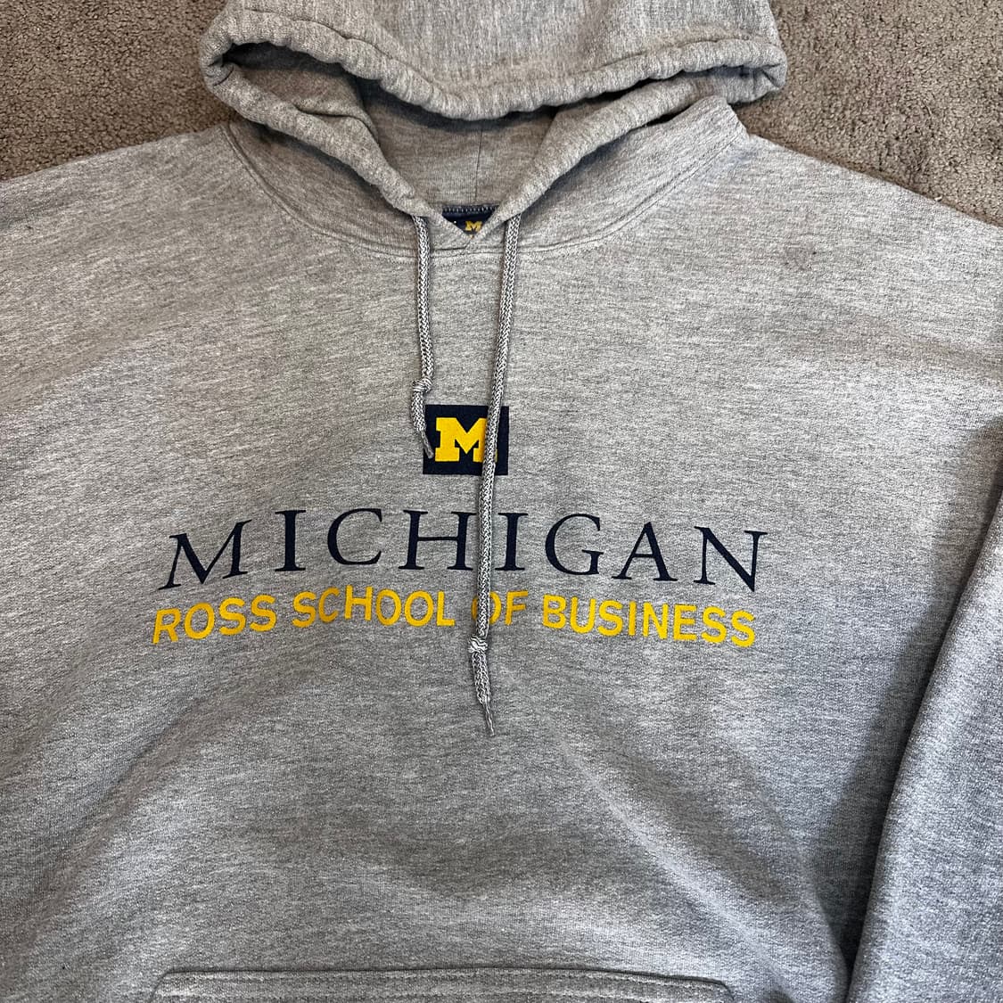 빈티지 미시간 스펠아웃 퓰오버 그레이 후드티L 상품이미지3