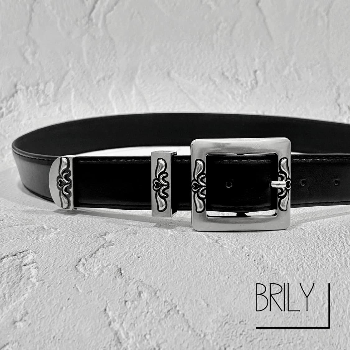 [Unisex] COND 크롬 스퀘어 버클 볼드 가죽 벨트 상품이미지1