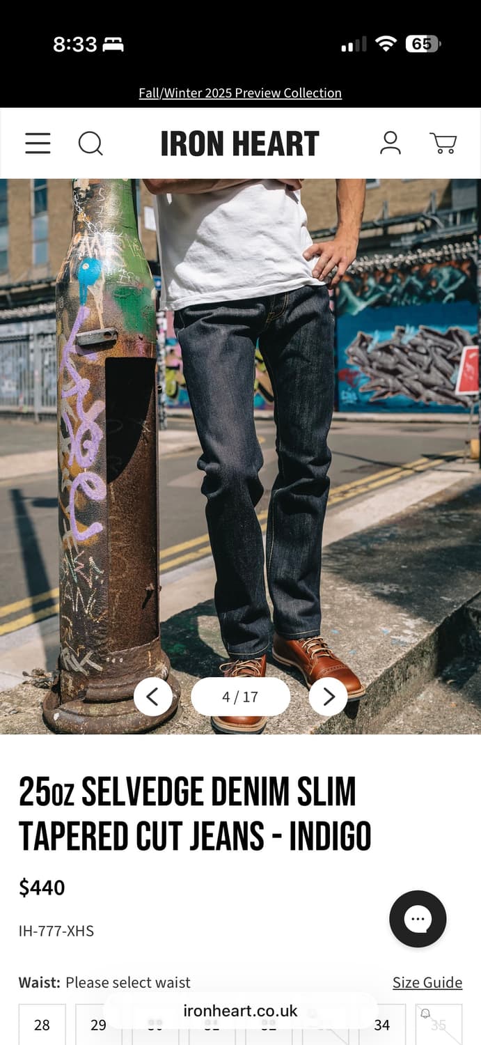 [W33 L36] Ironheart 아이언하트 25온즈 777 사무라이진 상품이미지9