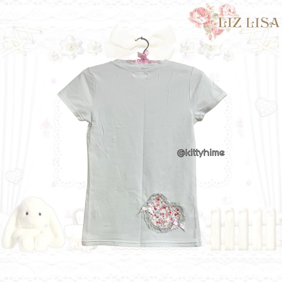 Liz lisa 리즈리사 빅리본 레터링 레이스 딱붙탑 히메갸루 히메카지 상품이미지6