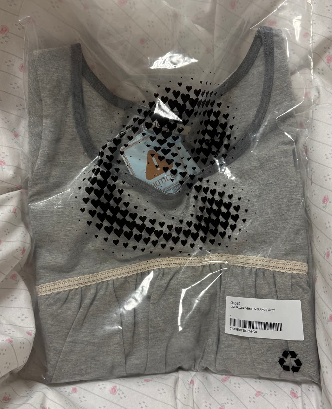 코이세이오 레이스 벌룬 티셔츠 멜란지 그레이 1사이즈 상품이미지2