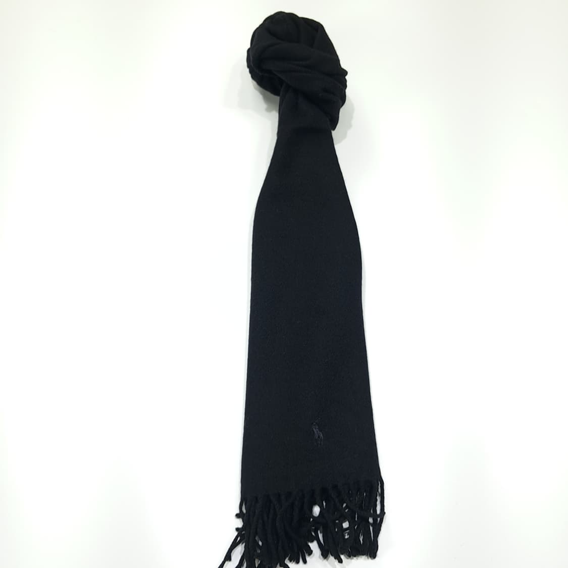MX483 폴로 90s 영국판 울캐시미어 포니자수 블랙 머플러목도리 상품이미지5
