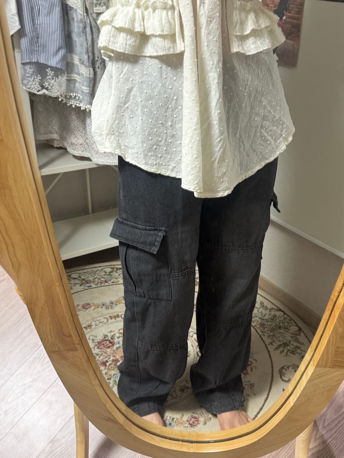 데님 워싱 카고 스트링 팬츠 상품이미지2