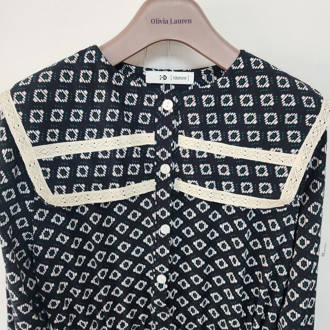 세라 카라 블랙 패턴 롱 원피스 상품이미지2