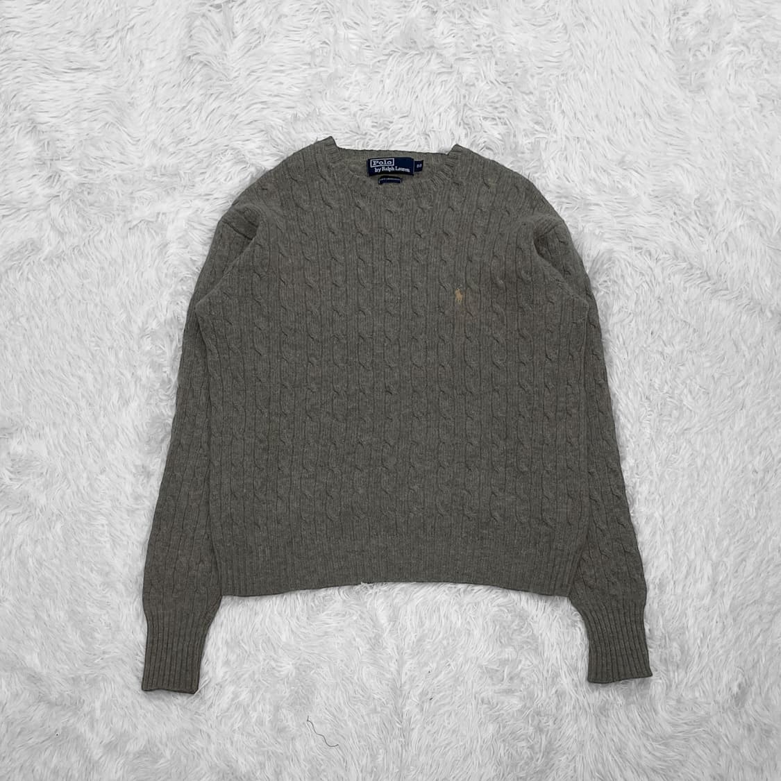 폴로 랄프로렌 포니 로고 케이블 라운드 니트 탄베이지 상품이미지2